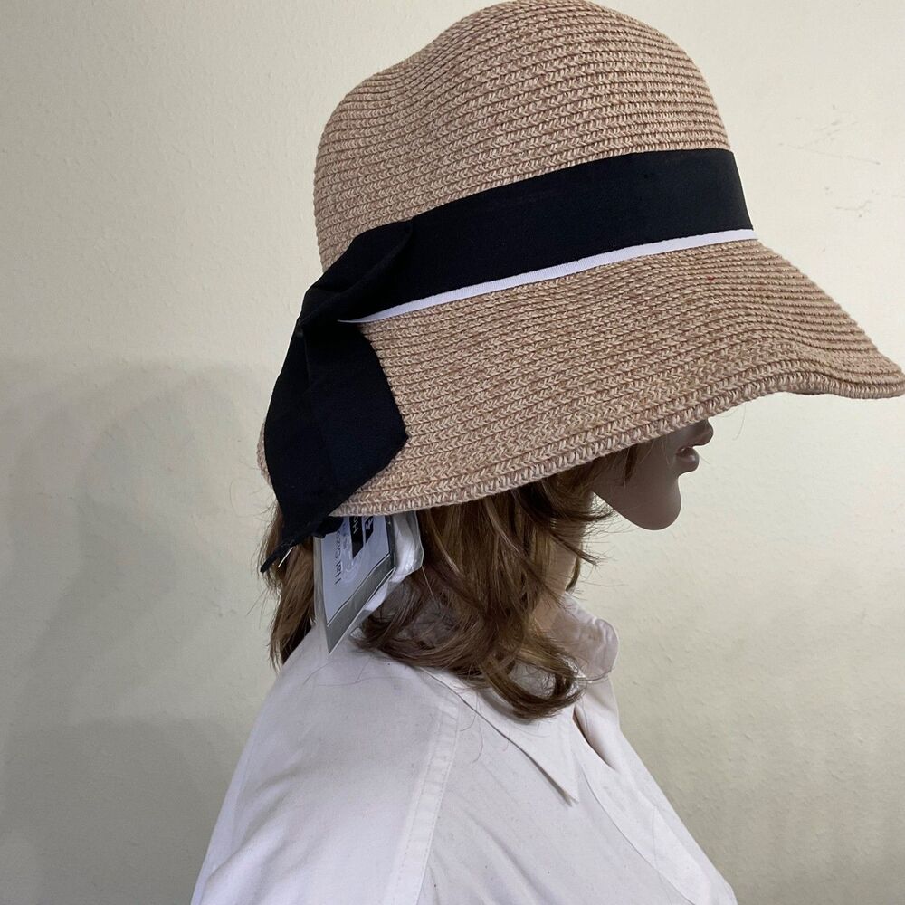 NWT Comhats Packable Travel Beach Hat  Wide Brim UPF 50+ wind lanyard size M